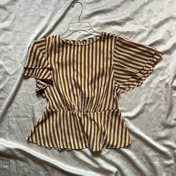 Mustard Seed - Brown and White Striped Blouse - Picture 2 of 5